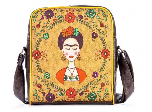 Frida Kahlo Figürlü Büyük Postacı Kol Çantası Etnik Bohem Style - KAHVERENGİ